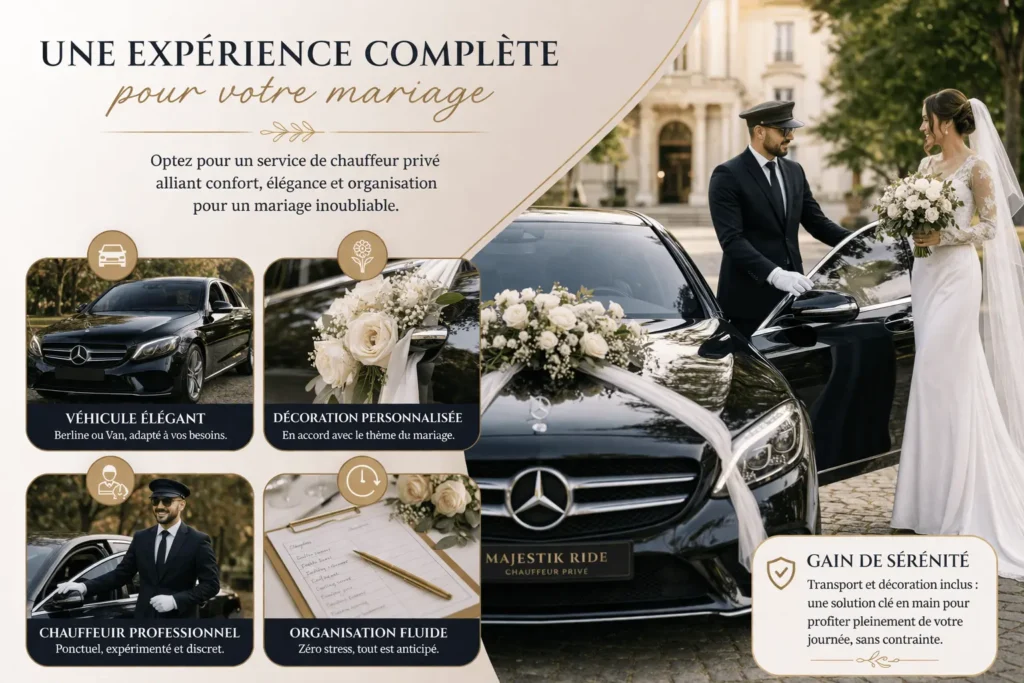 Location de voiture de mariage avec chauffeur privé Paris et Ile-De-France