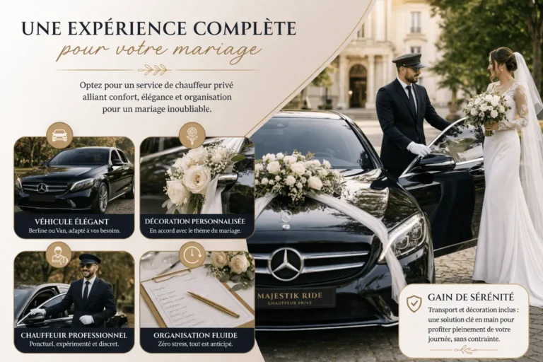 Location de voiture de mariage avec chauffeur privé Paris et Ile-De-France