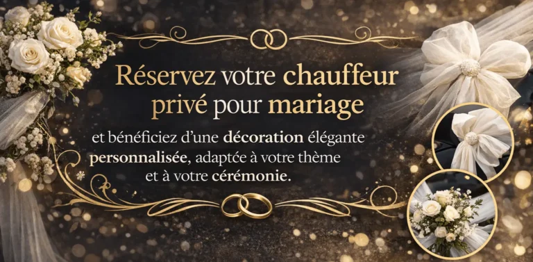 Location de voiture de mariage avec chauffeur privé Paris et Ile-De-France avec decoration