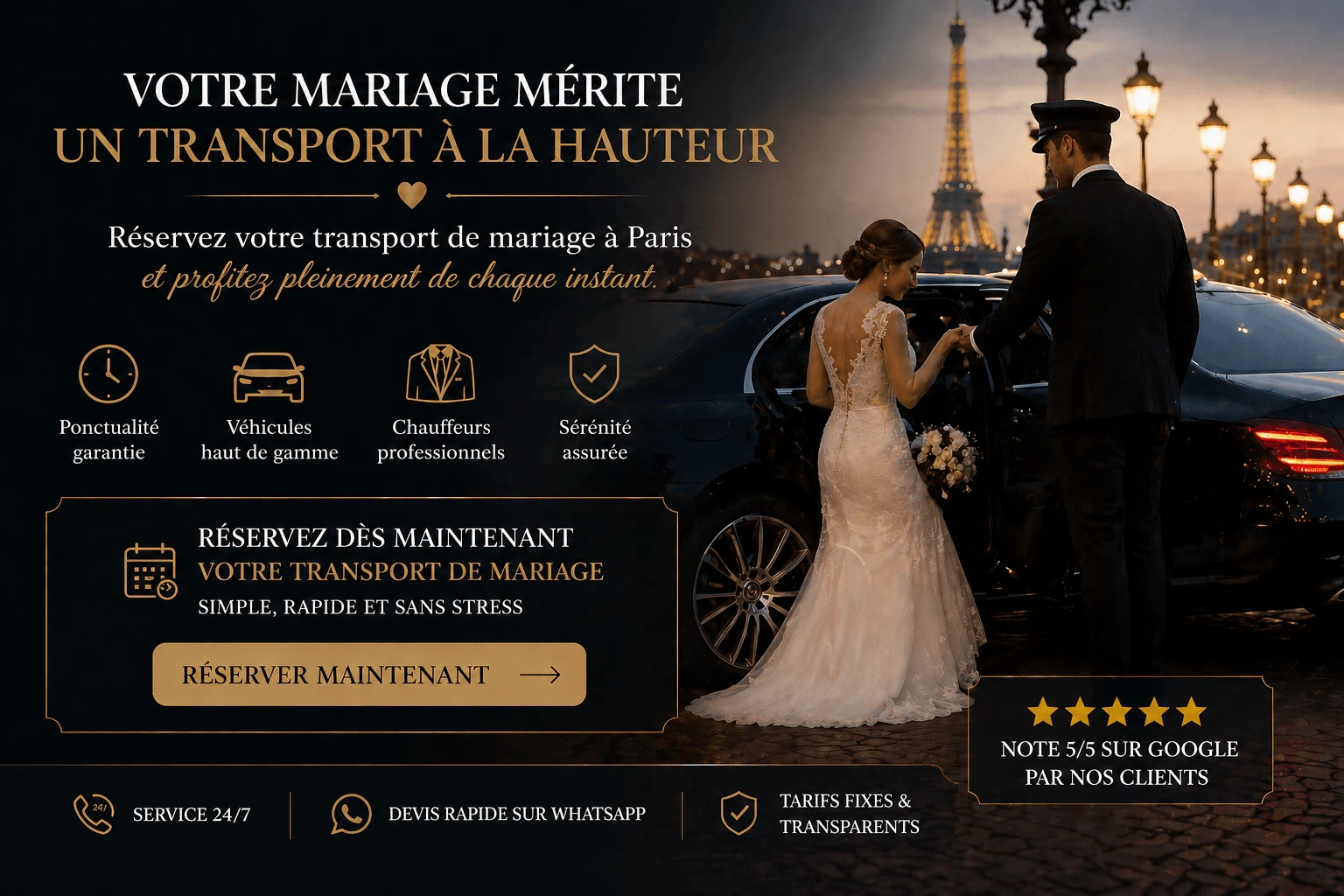 chauffeur privé mariage paris