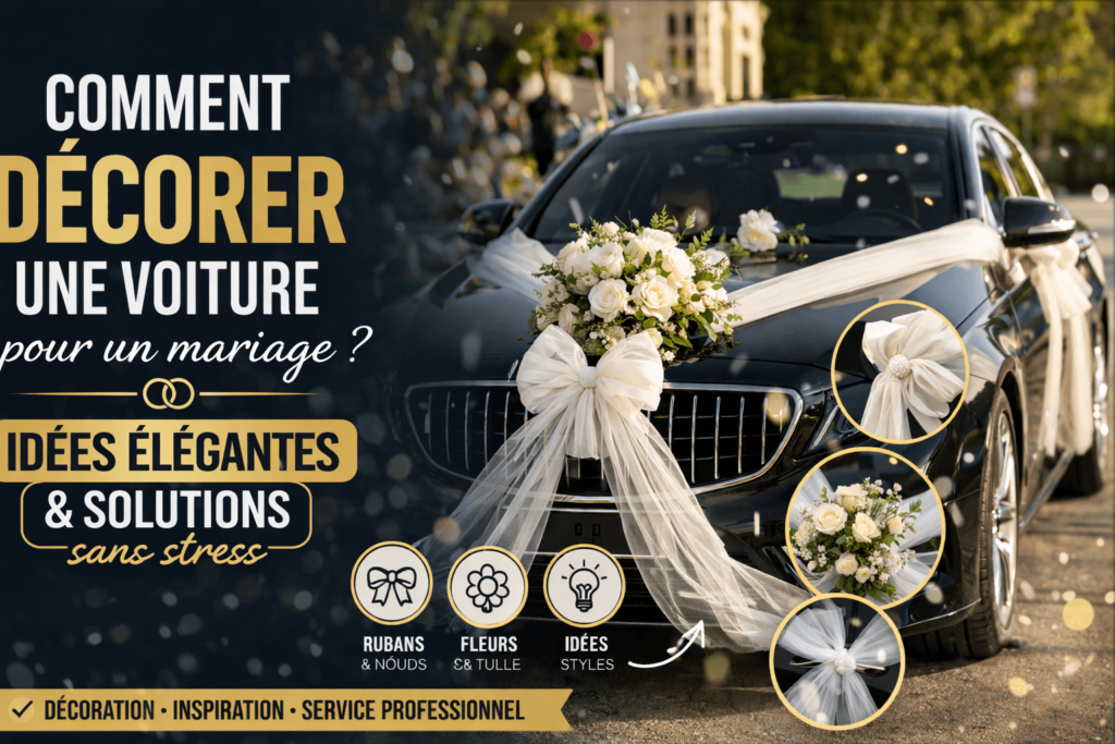Comment décorer une voiture pour un mariage : Guide, idées élégantes et solutions sans stress