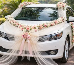decoration voiture mariage style boheme