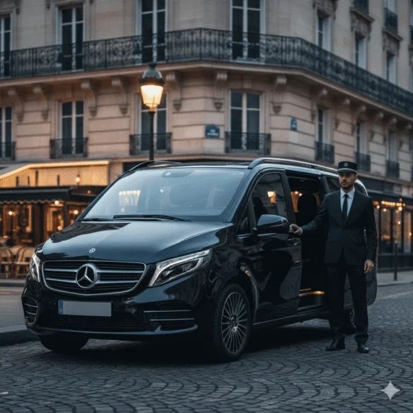 van avec chauffeur privé Paris Mercedes Classe V transport groupe luxe
